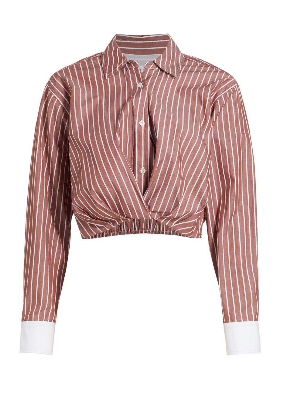 Tanya Taylor Rose Brown Striped Wrap Button-Down Shirt